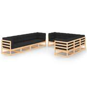Pinewood Paradise: 9-Piece Garden Lounge Set with Plush Cushions
