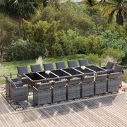 17 Piece Garden Dining Set with Cushions Poly Rattan Grey