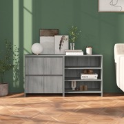 2 Piece Sideboard Grey Engineered Wood