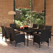 Elegant Fresco Dining: 9-Piece Garden Dining Set in Stylish Black with Cushions
