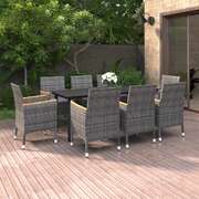 9 Piece Garden Dining Set with Cushions Poly Rattan