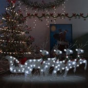 Reindeer & Sleigh Christmas Decoration 100 LEDs Outdoor Silver