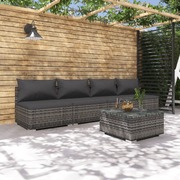 Contemporary Comfort: 5-Piece Poly Rattan Garden Lounge Set in Elegant Grey with Cushions