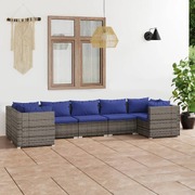 7 Piece Garden Lounge Set with Cushions Poly Rattan Grey