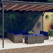 12 Piece Garden Lounge Set with Cushions Poly Rattan