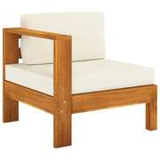 Middle Sofa with 1 Armrest Cream Solid Acacia Wood