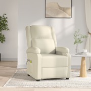 LeatherLux Bliss: Electric Massage Chair in Creamy Faux Leather