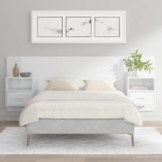Bed Headboard with Cabinets High Gloss White Engineered Wood