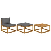 3 Piece Garden Lounge Set with Cushions Solid Acacia Wood