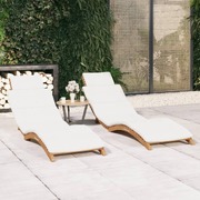 Teak Tranquility: 2-Piece Sun Loungers with Plush Cushions
