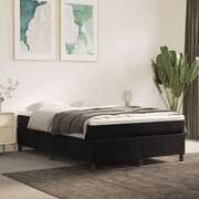Black Full Box Spring Bed with Velvet Pocket Spring Mattress and Topper
