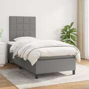 Dark Grey Fabric Box Spring Bed Pocket Spring Mattress King Single with Topper