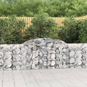 Graceful Arcs: Pair of Galvanized Iron Arched Gabion Baskets