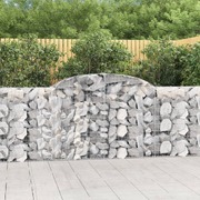 Elegance in Geometry: Set of 2 Galvanized Iron Arched Gabion Baskets
