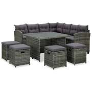6-Piece Poly Rattan Outdoor Lounge Set Grey | EXTG
