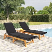 Nature's Retreat: Poly Rattan & Solid Acacia Wood 3-Piece Garden Lounge Set