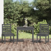 3-Piece Grey Solid Pine Wood Garden Bistro Set