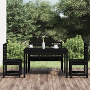 4-Piece Black Solid Pine Wood Garden Dining Set