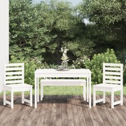 4-Piece White Solid Pine Wood White Garden Dining Set
