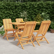Tropical Tableau: 5-Piece Solid Teak Wood Garden Dining Set