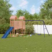 Nature's Haven: Solid Wood Playhouse Featuring Slide and Swings