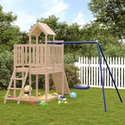 Adventure Haven: A Playhouse with a Climbing Wall, Swing, and Solid Wood Pine Construction