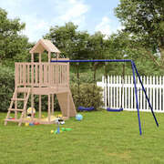 Timberland Funhouse: Solid Pine Playhouse with Climbing Wall and Swings