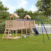 Adventure Haven: The Ultimate Solid Wood Pine Playhouse with Slide and Swings