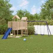 Slide and Swing Hideaway: Solid Pine Wood Playhouse
