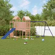Woodland Explorer: Playhouse Adventure Set with Slide, Swings, and Rockwall - Premium Solid Wood Douglas
