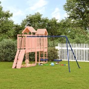 Woodland Wonder: Playhouse and Climbing Wall Swings Set made with Solid Douglas Wood