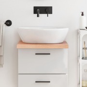 Serene Elegance: Light Brown Treated Solid Wood Bathroom Countertop