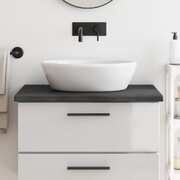 Elegance: Dark Grey Treated Solid Wood Bathroom Countertop