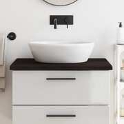Contemporary Chic: Dark Grey Treated Solid Wood Bathroom Countertop