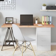 Oak-Infused Light Brown Treated Solid Wood Table Top