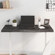Sleek Oak Ambiance: Dark Grey Treated Solid Wood Table Top