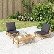 Bamboo Zen Trio: 3-Piece Lounge Set with Dark Grey Cushions