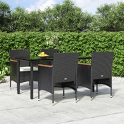 Contemporary Garden Dining Harmony: 5-Piece Set in Grey and Black with Cushions