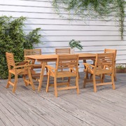 EcoSerenity: Handcrafted 6-Piece Garden Chairs Ensemble in Solid Acacia Wood