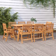 EcoSerenity: Handcrafted 8-Piece Garden Chairs Ensemble in Solid Acacia Wood