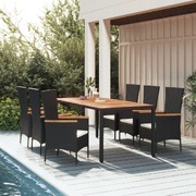 Comfort and Style Combined: Black Poly Rattan 7-Piece Garden Dining Set