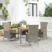Sleek Grey Rattan: Complete Garden Dining Set with Cushions 5-Piece