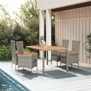 Comfort in Style: Grey Poly Rattan 5-Piece Garden Dining Set