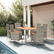 Comfort in Style: Grey Poly Rattan 7-Piece Garden Dining Set