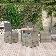 Elegant 5-Piece Garden Dining Set: Stylish Grey Poly Rattan with Cushions