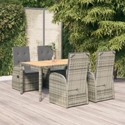 Comfortable Cushioned Outdoor Dining: 5-Piece Grey Poly Rattan Set