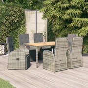 Comfort and Style: Grey Poly Rattan 7-Piece Dining Set