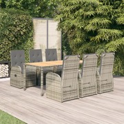 Sophisticated Garden Ensemble: 7-Piece Dining Set in Grey Poly Rattan