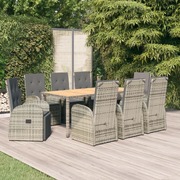 Comfortable Cushioned Outdoor Dining: 9-Piece Grey Poly Rattan Set