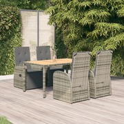 Comfort and Style: Grey Poly Rattan 5-Piece Dining Set
